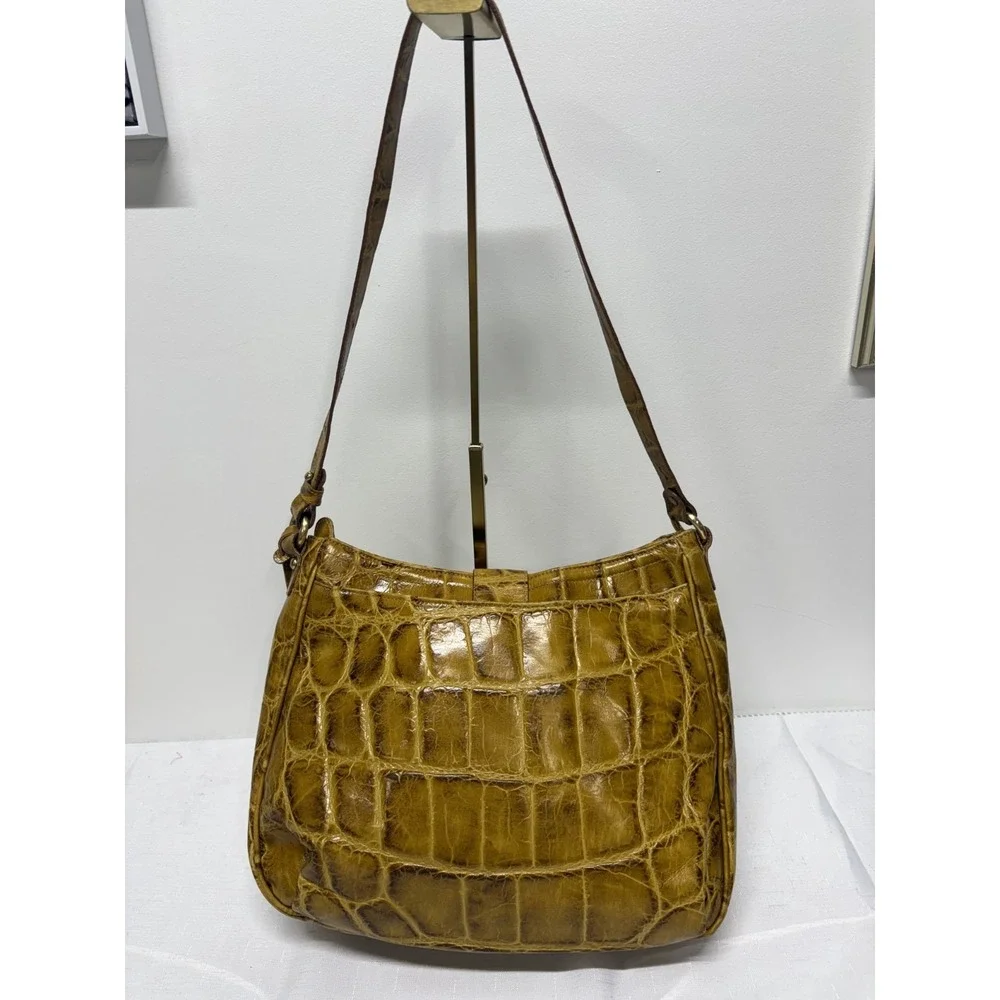 Brahmin Melbourne Croc Embossed Leather Hobo Shoulder Bag Adjustable Straps‎